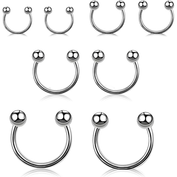 10pcs Anneaux Nez Piercing Horseshoe Circulaire 316L Acier Chirurgical - Bijoux Pour Lip Sourcil Langue Etc.