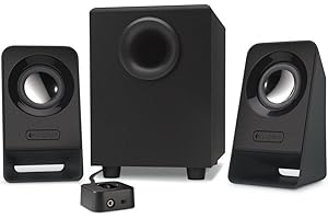 Logitech Z213 Compact PC Multimedia 2.1 Speaker System with Subwoofer, 14 W, Control Pad, 3.5mm Audio Input, Headphone Jack, EU Plug, Computer/TV/Smartphone/Tablet/Music Player - Black