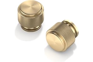 FURNIWARE 10 stycken 25 mm champagne brons räfflade knoppar för lådor, kök, skåp, dörrar och garderob