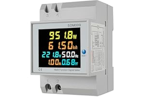 Teklemon Compteur d'Énergie Monophasé, Compteur d'Électrique Numérique Avec Écran LCD Couleur AC 40-300V 100A Compteur Electrique 1 Phasé Wattmètre Rail DIN Mètre Watt KWh Voltmètre Ampèremètre