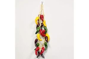 Riaxuebiy 2 Pack Artificial Chili Fake Vegetable Hanging Red Pepper Garland Multi-Color Simulation Vegetable Chili Vine Wreath for Christmas Tree Home Kitchen Decor (Multi-2Pack)