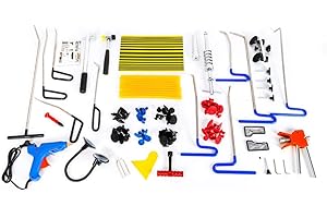 SHIOUCY PDR Tools Kit Usato per Riparare Le Ammaccature Auto, con Martello a Percussione, Supporto Tirante, Pistola per Colla, Bastoncini Autoadesivi, Linguette, 104 Pezzi in Totale