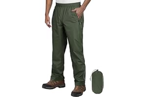 Outdoor Ventures Męskie spodnie przeciwdeszczowe, wodoszczelne, oddychające, wiatroszczelne, outdoorowe, wiatroszczelne, lekkie spodnie trekkingowe, do spakowania