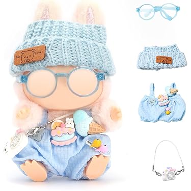 MUNKST 17 Cm Puppen-Weihnachts-Outfit Premium-Set Mit Rentiergeweih-Hut, Braunem Overall & Weißen Schuhen – Festliches Puppenzubehör Für Mädchen