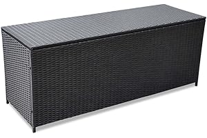 Festnight Contenitore Cassapanca da Giardino Corridoio per Esterni in Polirattan 150x50x60 cm Nero
