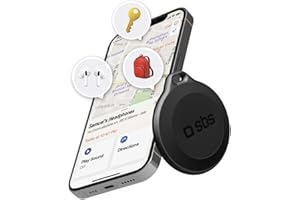 SBS Track My Circle - Localizzatore Chiavi e Oggetti Compatibile con Apple Dov’È, Suono Allarme 100 dB, Pronto all'Uso con Batteria CR2032 Inclusa, Impermeabile IP65, con Foro Portachiavi, Nero