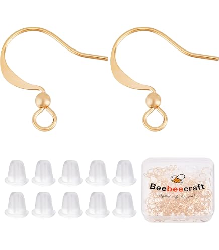 Produktbild von SUNNYCLUE 1 Box 100 Stück Echt 18 Karat Vergoldete Französische Ohrhaken Angelhaken Ohrringe Edelstahl Ohrhaken Ball Dot Ohrhaken Für Die Schmuckherstellung Frauen Erwachsene DIY Ohrhänger Bastelbedar