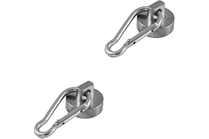 Magnetastico | 2x calamita al neodimio con moschettone | Forza di tenuta 22 kg e Ø 25 mm | Forte sistema di magneti in acciaio con gancio | Magnet moschettone moschettone magnete Neodimio rotondo