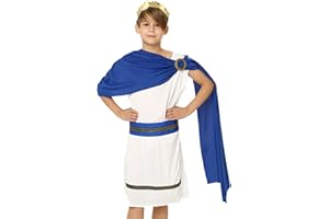 inhzoy Costume da Cosplay per Bambini Greci di Roma Toga Costume da Dea Grecia e Roma Vestito per Feste Cosplay di Filosofi Halloween Travestimenti, 5-12 Anni