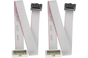 YINETTECH 2 cables de extensión IDC de 10 pines, conector de puente de extensión IDC macho a hembra, cable de extensión IDC de 2,54 mm, cable plano de doble fila