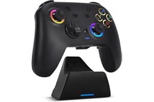 DoJoZone Mando PC Inalámbrico con Base de Carga, Bluetooth Mando Switch 2 con Hall Efecto Joystick (Sin Drift)/Trigger, Luz RGB, Botones Macro, Gaming Mandos para Switch2/Switch/OLED/Lite/PC Windows
