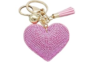 Steellwingsf Porte-clés romantique en forme de cœur avec strass et frange