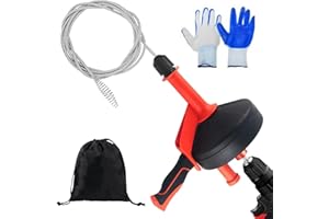 Caossuixin Pipe Cleaning Spiral [13 m], Drain Cleaner Spiral for Pipe Cleaning, Reusable Drain Spiral Pipe Spiral with Waterproof Gloves for Kitchen, Sink, Shower, Bathtub