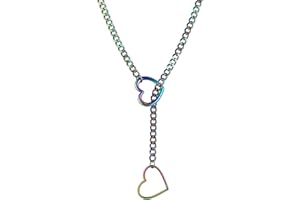 KIKIATA Halskette mit Liebesschäkeln, Herz-O-Ring, Slip-Kette, handgefertigt, Punk, kubanische Gliederkette, Schmuck, verstellbar, klobige Y-Halskette für Damen und Herren