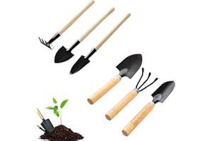 NEUSID Gartenwerkzeug Set, 6-teiliges Gartengeräte Set Mini Gartengeräte Gartenschaufel Klein, Holzgriff Handheld Garten Schaufeln Garten Handwerkzeuge für Bonsai Werkzeug Pflanze Topfblumen