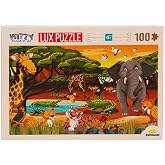 100 Par&ccedil;a Puzzle: Afrika Hayvanları Ormanda