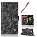 Produktbild HMTECH Sony Xperia L2 Hülle,Sony Xperia L2 Schutzhülle,Sony Xperia L2 Hülle Leder Flip Prägung Vintage Einfarbige Ledertasche Blumen Bookstyle Wallet Tasche Brieftasche Etui Case,Sony Xperia L2 Hülle Elegant Retro Vintage Einfarbige Ledertasche Blumen Prägung Muster Flip Cover Wallet Brieftasche Tasche im Bookstyle mit Standfunktion Karten Slot und Magnetverschluß Flip Case Hülle Ledercase Hülle Schutzhülle Cover für Sony Xperia L2,Vintage Pure PU:Gray