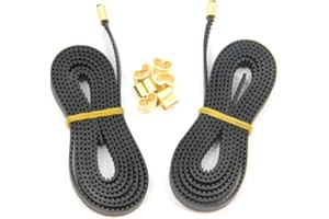 Befenybay, 2 Kit con ruota sincrona GT2 in con cinghia dentata aperta in gomma, 2 pezzi, lunga 1,2 m e larga 6 mm, con 8 fibbie in rame, per stampante 3D Ender 3 (cinghia aperta)