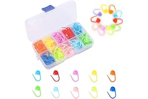 GOIEHIR 150 Stück Maschenmarkierer, 10 Farben Reihenmarkierer, Locking Stitch Mit Aufbewahrungs Box, für Stricken, Häkeln oder Basteln