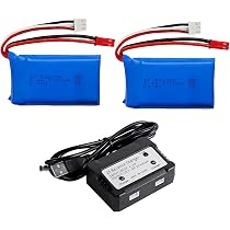 2 Batteries Li-Po 7,4V 1000mAh T-Type - Pour Drones RC 18858, HM163, Q901 Et Voitures Télécommandées