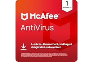 McAfee AntiVirus 2025|Echtzeitschutz für PCs vor neuen und dynamischen Bedrohungen | 1-Jahres-Abonnement mit automatischer Verlängerung | Download