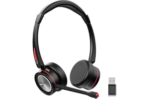 Beebang Headset mit Mikrofon Kabellose, Bluetooth Headset für PC Laptop, Noise Canceling Wireless mit Mikrofon Stummschaltung & USB-Adapter für Computer Teams Telefon Call Center Büro