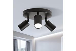 CANMEIJIA Led Ceiling Spotlights Black Ceiling spot Lights 3 Spotlight GU10 Kitchen spot Lights Swivelling 350° Suitable for Kitchen/Hallway (not Bulb)