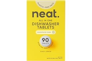 Neat Eco Dishwasher Tablets (90 Pack) – Powerfully plant based, Plastic-Free Packaging for Sparkling Clean Dishes – Natural Cleaning Solution
