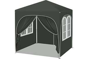WOLTU Pop-up Gazebo, Gazebo with Sides 2m x 2m, Folding Event Shelter for Outdoor, Garden, Camping, Height Adjustable, Waterproof, UV-Protection, with Carry Bag, Grey