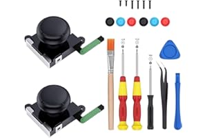 2-Pack 3D Joycon Joystick Replacement,ABLEWE Analog Thumb Stick JoyCon Repair Kit Compatible with NS, Include Tri-Wing, Cross Screwdriver, Pry Tools + 6 Thumbstick Caps+1 Brush