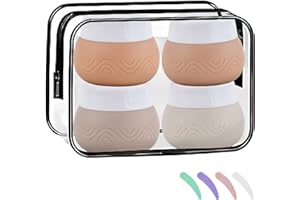 DECORDWELL Tarro de Silicona, Kit de Botellas de Viaje Silicona, Recipientes para Cosméticos, 4 Botes de Crema de 30ml para Rellenar, Tarros Para Crema de Viaje, Envases de Viaje a Prueba de Fugas (Café)