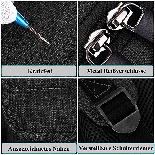 Laptop Rucksack, BRINCH Anti-Träne geräumig Reise Knapsack Rucksack Hikingtasche Studenten College Schulter Rucksack für 17 – 17,3 Zoll Laptop/Notebook/Macbook Computer, Schwarz - 7