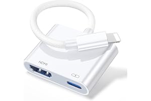 AMZTOP Lightning to HDMI Adapter,【Apple MFi Certified】1080P HDMI Digital AV Cable Adapter Sync Screen Video & Audio Converter with Charging Port for iPhone, iPad, iPod on HDTV/Projector/Monitor,No Power Need