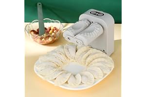 Starnearby Dumpling Maker Automatische Teigtaschenformer Teigtaschen Maschine Vollautomatische Knödelmaschine für Haus und Küche mit Füllungslöffel und Bürste(Grau)
