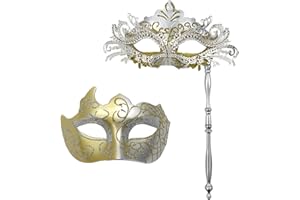 Lady of Luck Máscara de Metal Negra Veneciana, Mascarada Carnaval Máscara de Fiesta de Baile