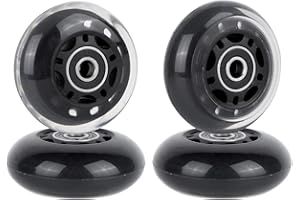 AOWESM 64mm Inline Skate Wheels 85A Roller Blade Skates Replacement Wheel with Bearings ABEC-9 for Beginners Kids Toddles Boys and Girls (4-Pack) (Black)