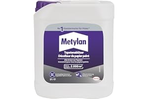 METYLAN Décolleur Actif, décolle tous types de papiers peints - très concentré jusqu'à 400 m² de papiers peints décollés avec 1 litre - bidon de 5 litres