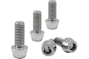 RISON-TITANIUM Lot de 5 Boulons en Titane de Tige de Vélo, M6 Vis de Potence de Vélo, Vélo Boulons de Tige Fixes s, Vis de Tige de Bicyclette pour MTB Vélo de Route de Montagne