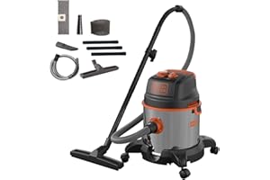 BLACK+DECKER Odkurzacz na mokro i sucho BXVC20XTE z wbudowanym gniazdem do elektronarzędzi (1400 W, 20 litrów)