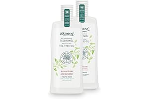 alkmene Bain de bouche sans alcool à l'huile d'arbre à thé - 6 fois plus de protection - Protège contre les caries et le tartre - Bain bouche sans alcool, silicones, parabènes (2x 500 ml)