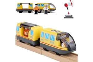 Zuoan Train à piles pour chemin de fer en bois - Jouet pour tout-petits de 3, 4, 5 ans - Accouplements magnétiques - Véhicule urbain avec figurines