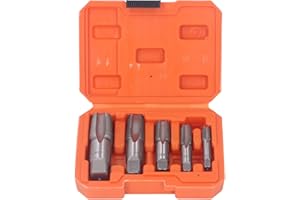 FOCKETY Juego de grifos para tuberías NPT de 5 piezas, grifos formadores de roscas NPT de 3/4 1/2 3/8 1/4 1/8 pulgadas con caja de plástico, juego de grifos NPT para roscas precisas