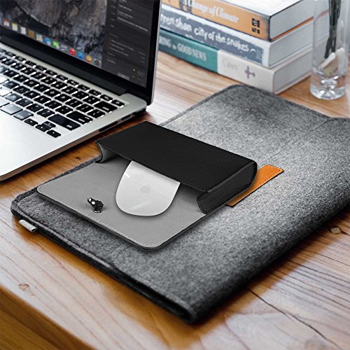 Fintie Schutzbeutel Tasche aus Kunstleder zum Verstauen elektronischen Zubehör Elektronische Organisator Tragetasche Reisetasche für MacBook Maus / Netzadapter / Kabel / SSD / HDD Enclosure / Powerbank, Schwarz - 6