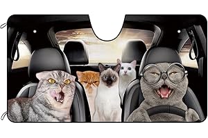 BAGEYOU Dog Car Front Windshield Sunshade British Shorthair Cat Decor Vehicle Sun Shade Visor UV Ray Reflector Sun Protector, Keep Vehicle Cool, 55" x 30"