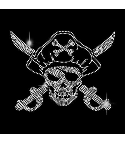 Toppa Ricamata Nave Pirata Con Teschio E Spada - 6,6x7 Cm - Da Stirare O Cucire Su Vestiti E Borse