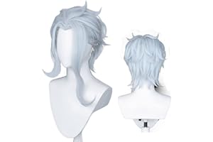 UTIEHD Anime Cosplay Perücke, Genshin Impact Perücke, mit zwei Perückenkappen, für Halloween, Party & etc. (Il Dottore Cosplay)