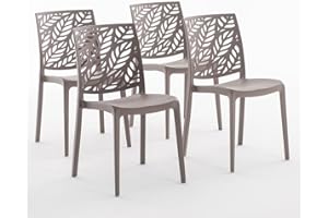 SIEDITI FUORI E DENTRO Sedie in polipropilene con fibra di vetro impilabili per interno, cucina o sala da pranzo, per esterno e giardino, sedie da bar e ristorante, di design - Dafne (4 Sedie, Tortora)