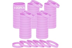 HONTIUS 8'' Braccialetti In Gomma, 100 Pezzi Braccialetti In Silicone, Viola Chiaro Vuoto Elastici di Gomma per Uomo Donna Scuola Insegnante Squadra Festa