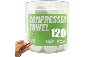 HI FINE CARE Toalla facial desechable, toallas comprimidas, toalla de monedas para viajes, camping, senderismo, toalla mágica, toallitas portátiles de tejido suave, para manos, cara, belleza del hogar (120, 8 x 8