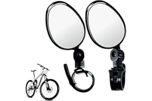 TEOZBLU 2 Pcs Retrovisor Bicicleta, Hd 360° Rotativo Ajustable Espejo Convexo áNgulo Amplio Para Carretera MontañA Bicicleta E-Bike MonopatíN Silla De Ruedas Ciclomotor